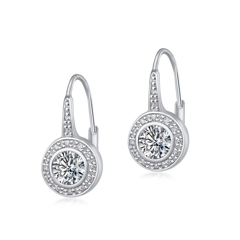 Moissanite Earrings S925 Silver Surrounded By Diamonds Fashionable Ear Hooks Simple Light Luxury Personality All Match_ipsvogv.com