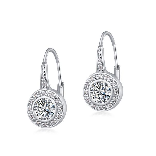Moissanite Earrings S925 Silver Surrounded By Diamonds Fashionable Ear Hooks Simple Light Luxury Personality All Match_ipsvogv.com
