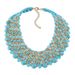 Qiman Popular Handmade Turquoise Crystal Pearl Aluminum Chain Short Necklace NK-01561_ipsvogv.com