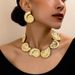 Statement Jewelry Exaggerated Conch Choker Pendant Gold Alloy Personality Trend Necklace Earring Set_ipsvogv.com