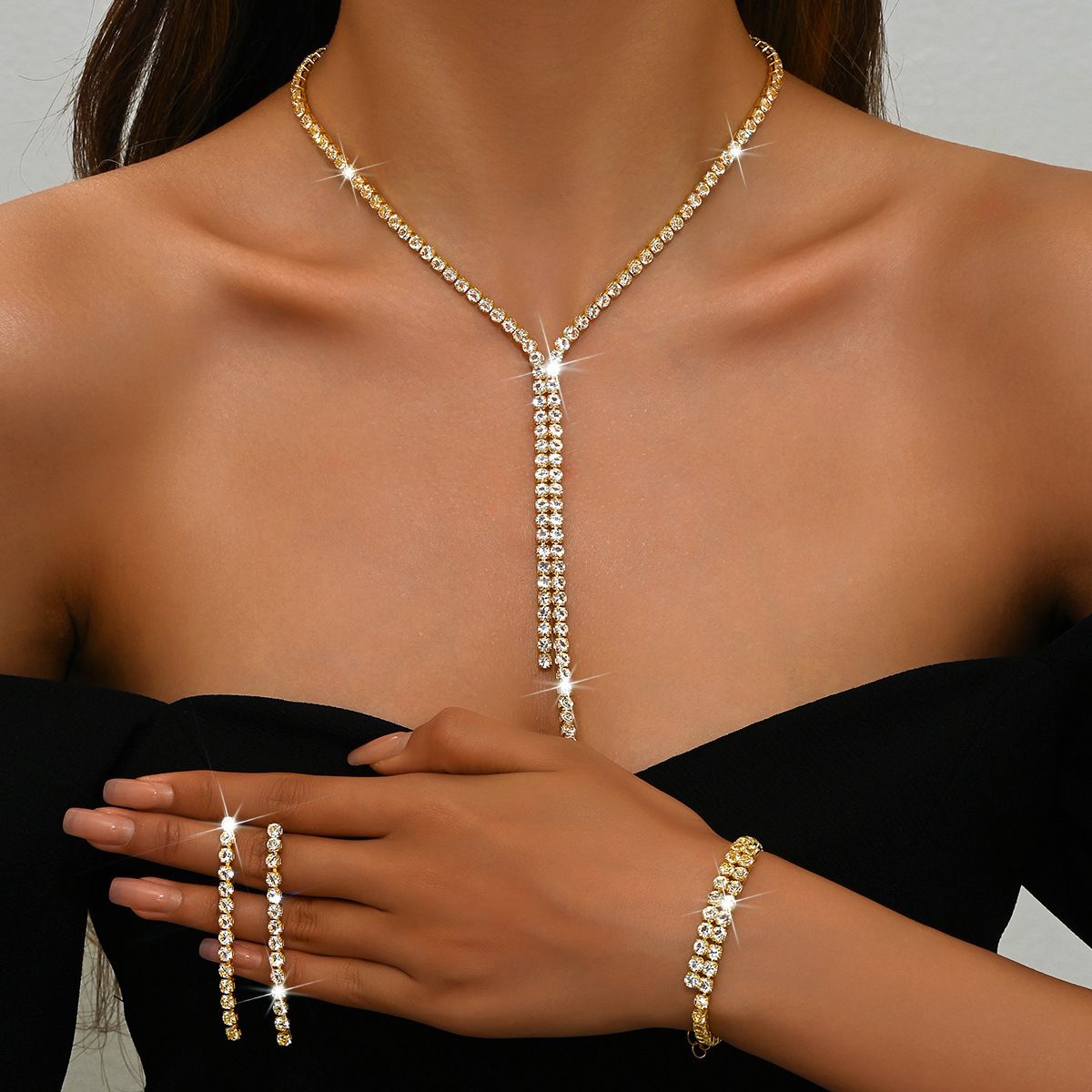 Women’s Jewelry Set Fashion Fashionable Body Rhinestone Tassel Accessories Zircon Personality Multi Layer Chest Chain Necklace Chain Neck Chain_ipsvogv.com