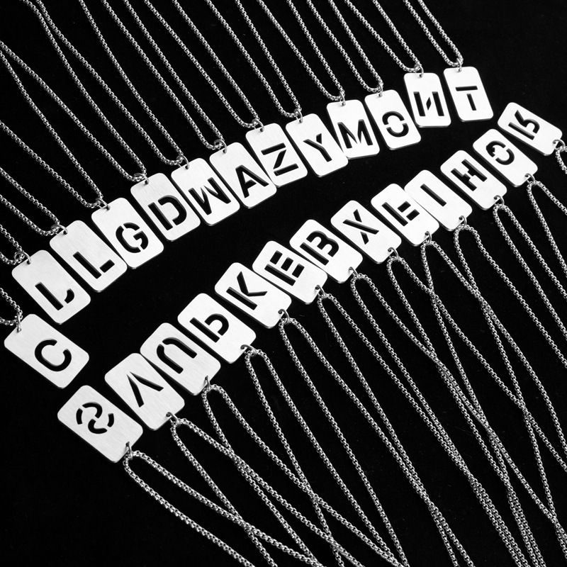 hot selling letter hollow stainless steel necklace men's trendy original niche design street hip hop sweater chain accessories_ipsvogv.com