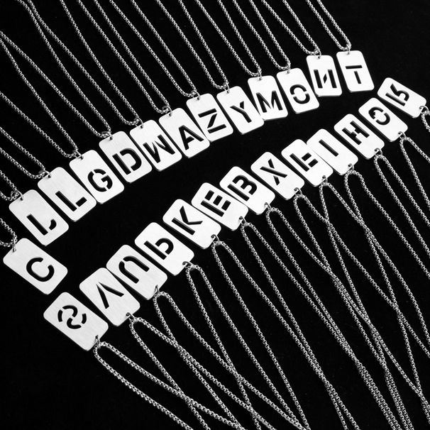 hot selling letter hollow stainless steel necklace men's trendy original niche design street hip hop sweater chain accessories_ipsvogv.com
