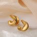 Women’s Jewelry Set Fashion Bean Drop Earrings Double Row Of Water Droplets, Wide Arc C Shaped Copper Crossing, Hollow, Simple And Versatile Earrings_ipsvogv.com
