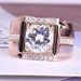 High Carbon Zircon Diamond Mosonite Men's Rose Color Gold Wide And Thick Edition Ring_ipsvogv.com