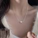 S Pure Silver Cream Round Bead Freshwater Pearl For Girls, Sweet Girl Style Snake Bone Necklace Necklace, Collarbone_ipsvogv.com