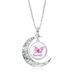 Caring For Women's Health Time Necklace Pink Ribbon Hollow Moon Pendant Jewelry_ipsvogv.com