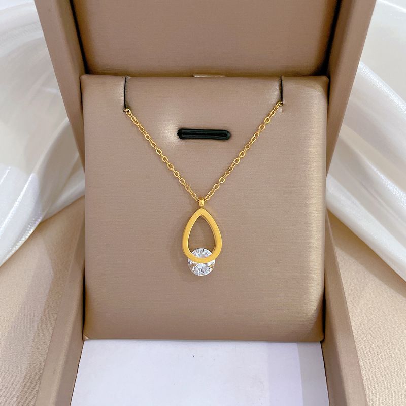 Body 【 Full Titanium Steel 】 Water Drop Zircon Minimalist Gold Necklace In The Wind Furnace, Female Ins Mesh Red 【 】 Furnace,_ipsvogv.com