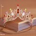 Baroque colored diamond retro atmosphere crown wedding bride headdress dress necklace three piece wedding jewelry_ipsvogv.com