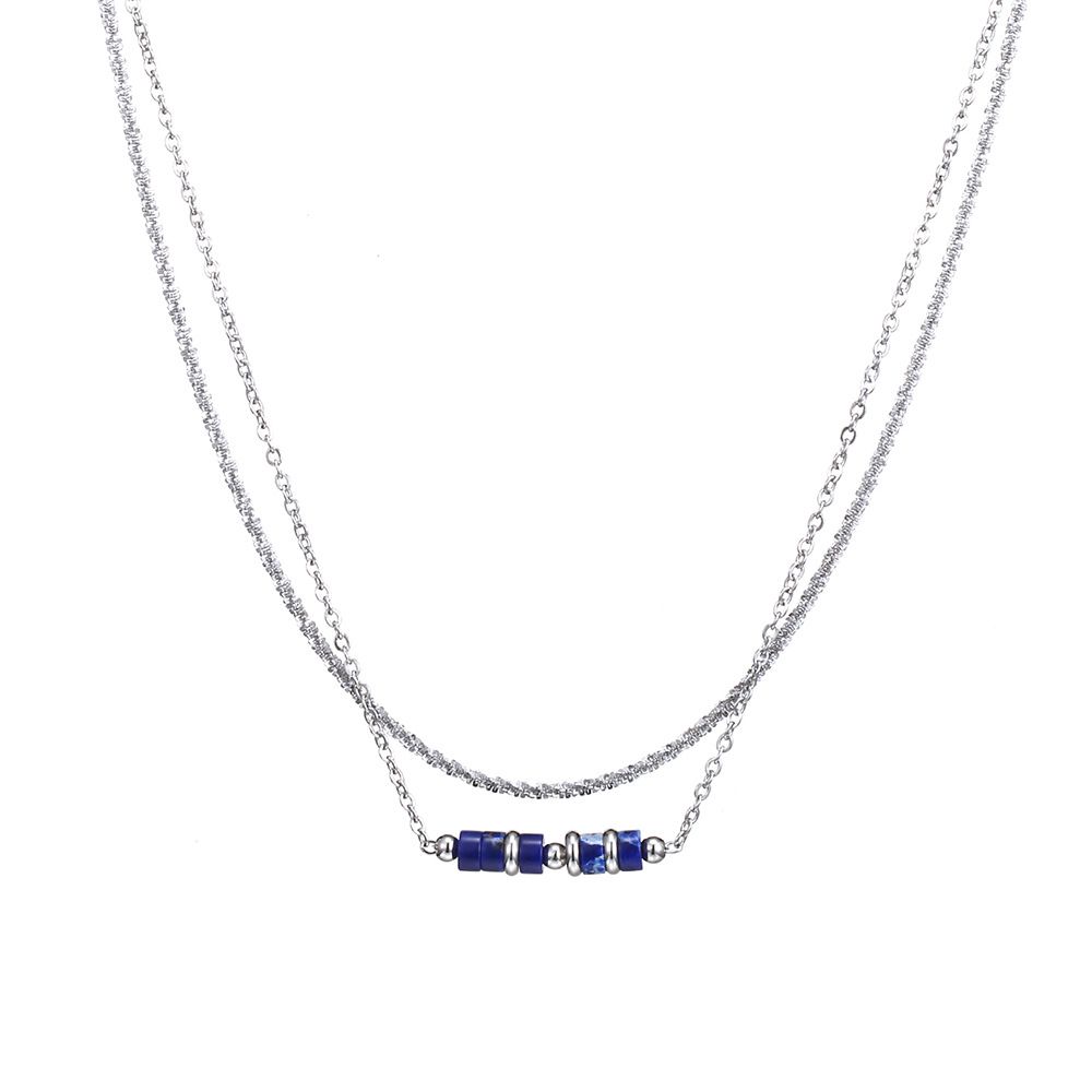 K Gold Waterproof Non Fading Jewelry Exquisite Double Layer High Grade Natural Stone Stainless Steel Clavicle Necklace Female_ipsvogv.com