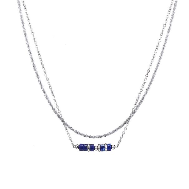 K Gold Waterproof Non Fading Jewelry Exquisite Double Layer High Grade Natural Stone Stainless Steel Clavicle Necklace Female_ipsvogv.com