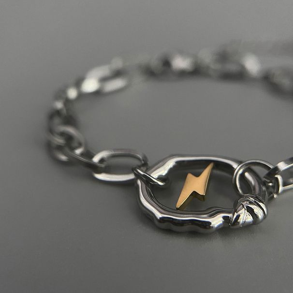 New American Style Hollow Lightning Titanium Steel Bracelet Men High-end Niche Hip-hop Accessories For Women Trendy_ipsvogv.com