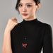 Autumn Winter Burgundy Ribbon Bow Pendant Necklace For Women Heart Ankola Red Long Sweater Chain Versatile Accessory_ipsvogv.com