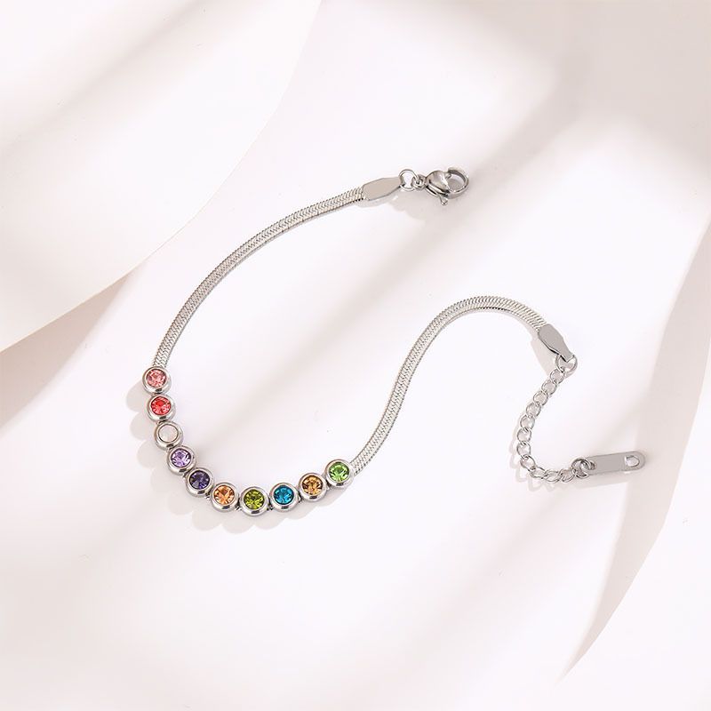 Seven Color Diamond Studded For Women, High-end Titanium Steel, Non Fading Style, Personalized Fashion, Flat Snake Bone_ipsvogv.com