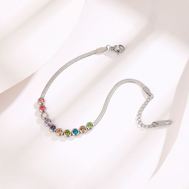 Seven Color Diamond Studded For Women, High-end Titanium Steel, Non Fading Style, Personalized Fashion, Flat Snake Bone_ipsvogv.com