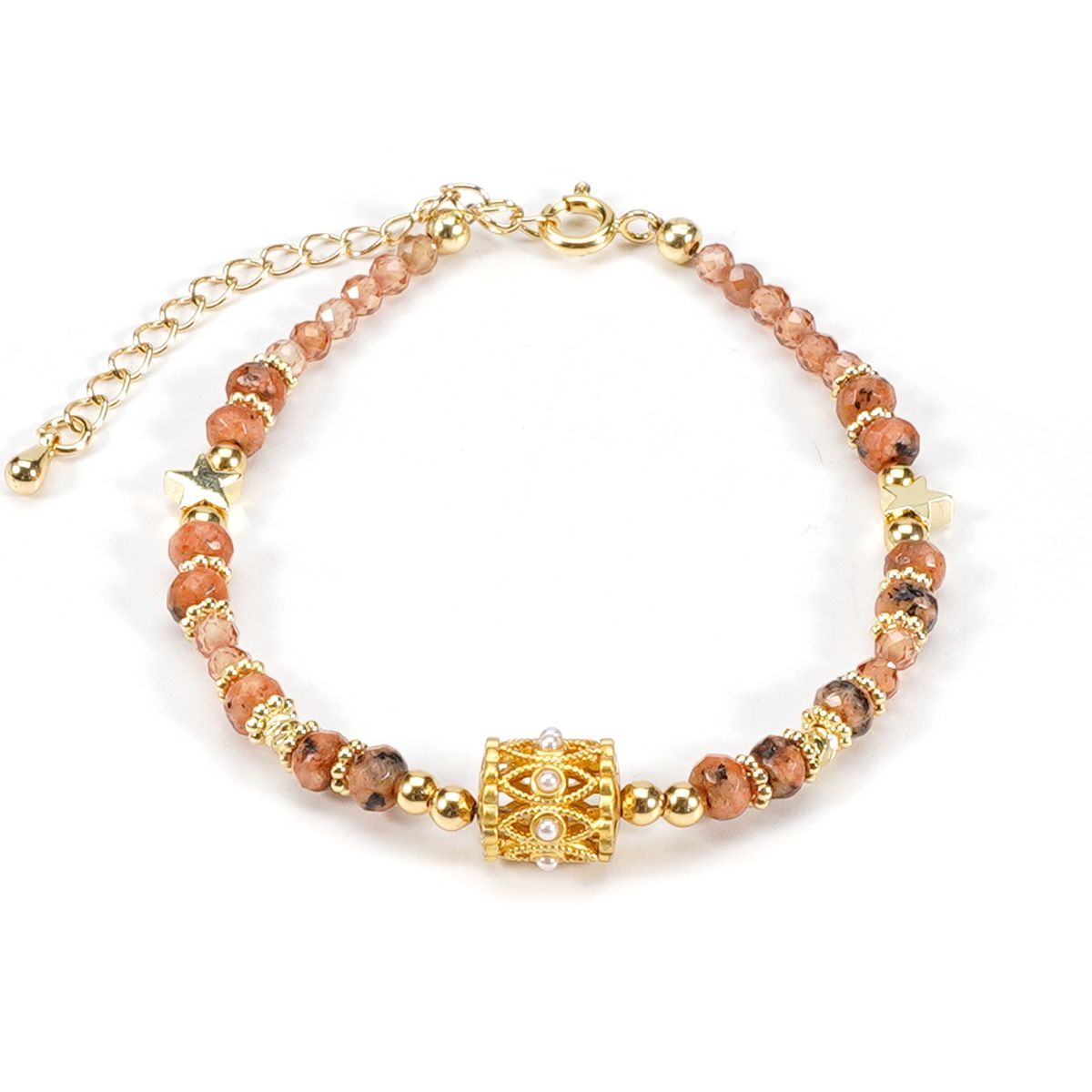 3 Cm Faceted Orange Amber Zircon Natural Stone Bracelet Necklace Clavicle Chain Maillard Style_ipsvogv.com