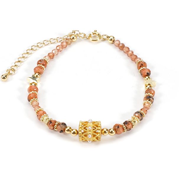 3 Cm Faceted Orange Amber Zircon Natural Stone Bracelet Necklace Clavicle Chain Maillard Style_ipsvogv.com