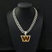 Fashion Trend Letter W Rugby Team Necklace Accessories Men's Hip Hop Full Diamond Cuban Chain_ipsvogv.com