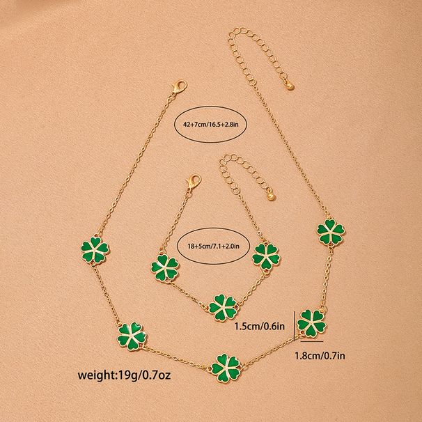 Women's Jewelry Set Fashion Fashionable Temperament Metal Lucky Five Leaf Clover Love Petals Ladies Necklace Bracelet Earrings Gift Set_ipsvogv.com