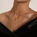 Women's full diamond six pointed star pendant necklace Multi layer hip hop retro rhinestone shell necklace_ipsvogv.com