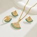 Fashionable OL fan-shaped necklace set, versatile with inlaid pearl rings, niche design, earring accessories_ipsvogv.com