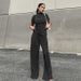 Women's Clothing slim T-shirt high waist blue pleated mopping pants casual _ipsvogv.com