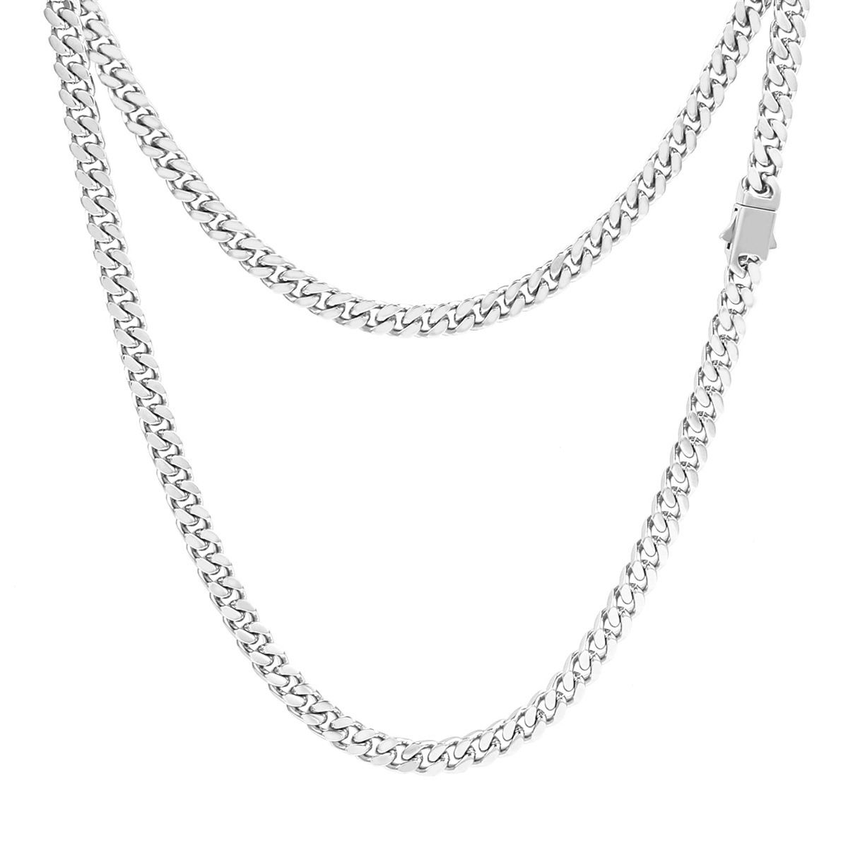Stainless Steel Miami Cuban Chain Necklace For Men's Hip-hop Accessories_ipsvogv.com