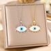 Necklace Women's Colorful Zircon Drip Oil Micro Inlaid Brass Gold-plated Devil's Eye Light Luxury Collarbone Chain_ipsvogv.com