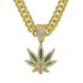Trendy hip-hop rock diamond studded maple leaf necklace, fashionable light luxury style, unisex alloy Cuban chain_ipsvogv.com