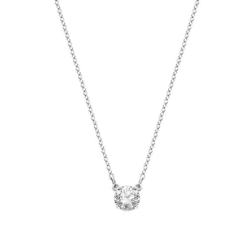 Round Silver Single Diamond Necklace Female Element Crystal Clavicle Necklace Female Distribution_ipsvogv.com