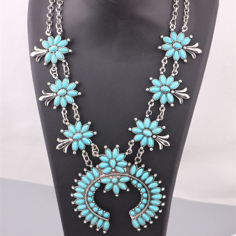 New Turquoise Necklace With Exaggerated Personality, Bohemian Trendy Fashion Jewelry_ipsvogv.com