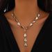 Design Sense: Alien Baroque Pendant, Tassel Necklace, Fashionable Metal Style, Y-shaped Water Droplet Necklace For Women_ipsvogv.com