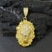 Diamond Studded 3D Lion Head Pendant, Single Row Diamond Tennis Necklace, Hip-hop Rapper Trampoline Collarbone Chain,_ipsvogv.com