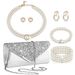 Fashion bride diamond evening bag elastic bracelet set pearl geometric six piece jewelry_ipsvogv.com