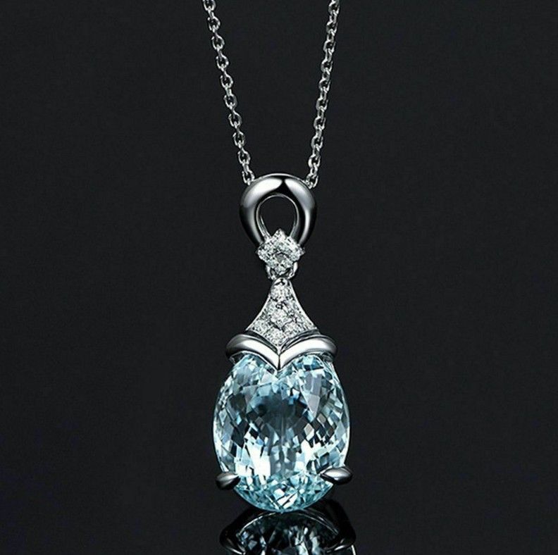 Clara Blue Treasure Pendant With Women's Diamonds, Colorful Necklace, Valentine's Day Gift Jewelry_ipsvogv.com