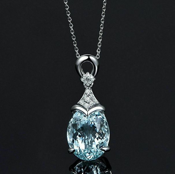 Clara Blue Treasure Pendant With Women's Diamonds, Colorful Necklace, Valentine's Day Gift Jewelry_ipsvogv.com