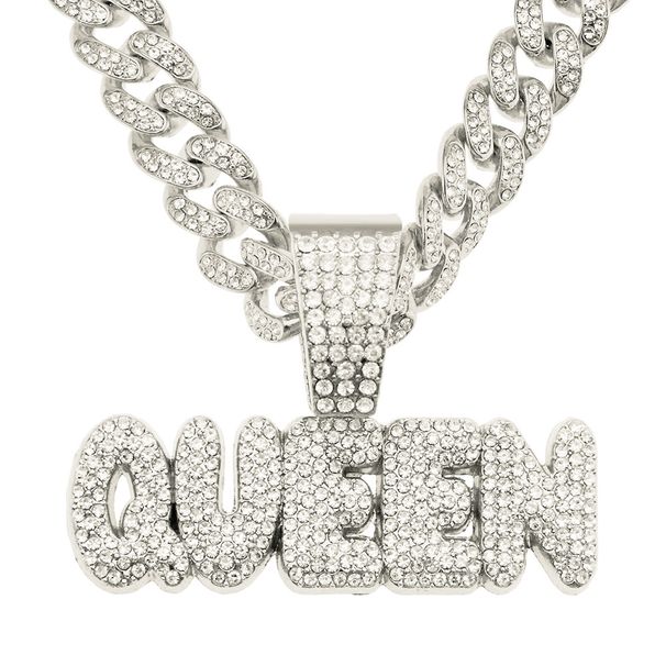 Cool splicg full diamond letter pendant Cuban necklace for men's hip-hop nightclubs, personalized short collarbone_ipsvogv.com