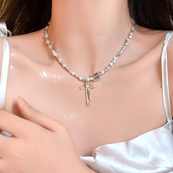 French Bowknot Ribbon Necklace For Women, Niche Design, Ballet Style Clavicle Chain, Light Luxury, High-end Sweet_ipsvogv.com