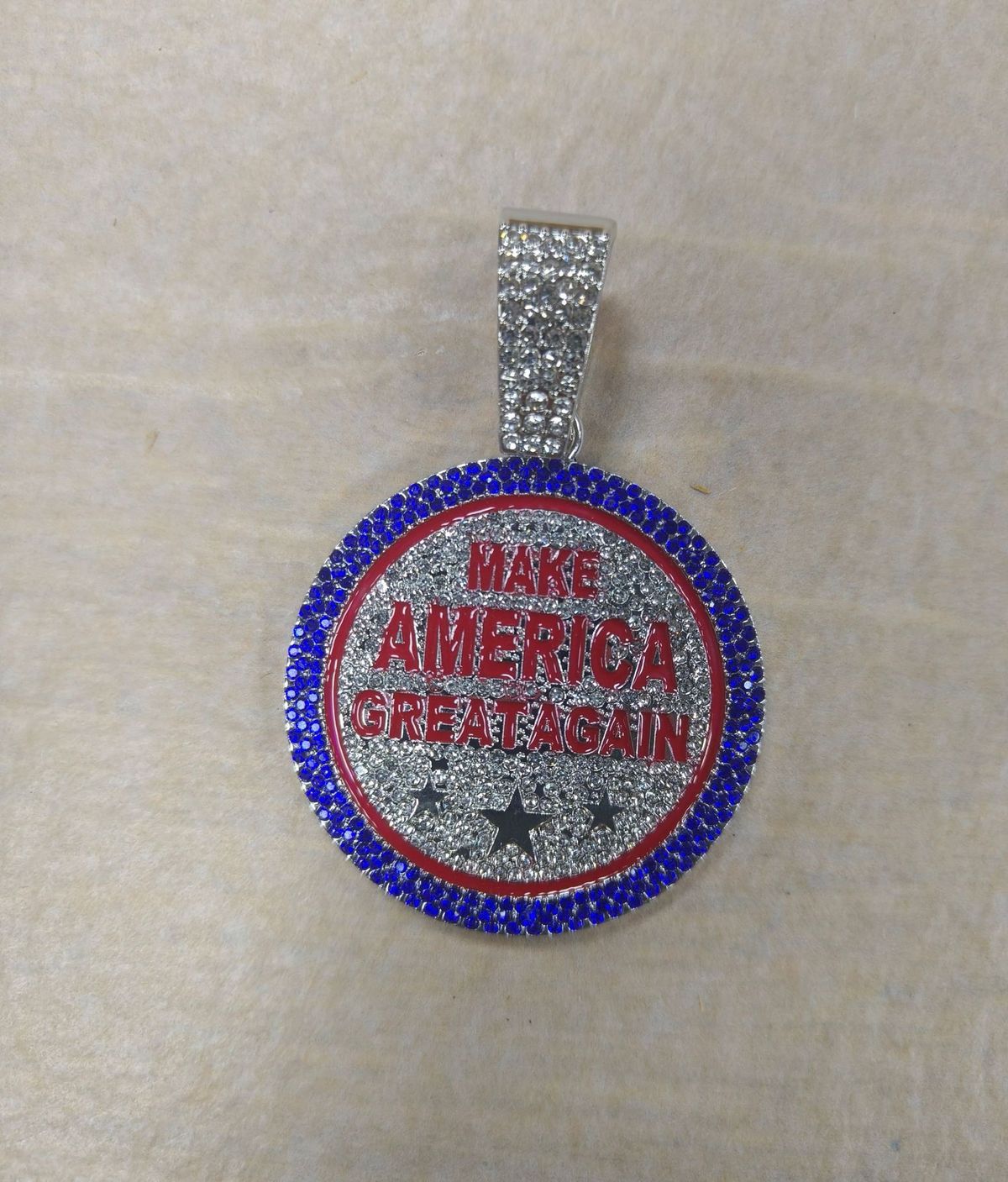 Round Brand MAKE AMErica CREAT AGAIN Letter Alloy Pendant Hip-hop Men's Necklace_ipsvogv.com
