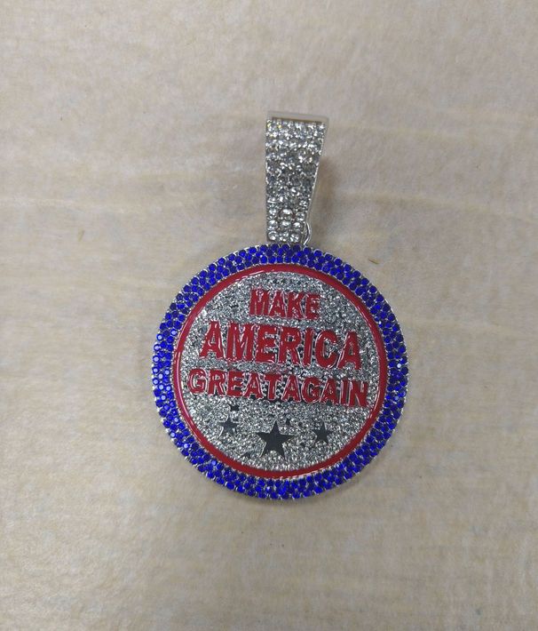 Round Brand MAKE AMErica CREAT AGAIN Letter Alloy Pendant Hip-hop Men's Necklace_ipsvogv.com