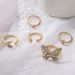 Hot Selling Diamond Inlaid Butterfly Index Finger Set Of 5 Pieces, Gold Star Moon Combination Set, Open Ring_ipsvogv.com