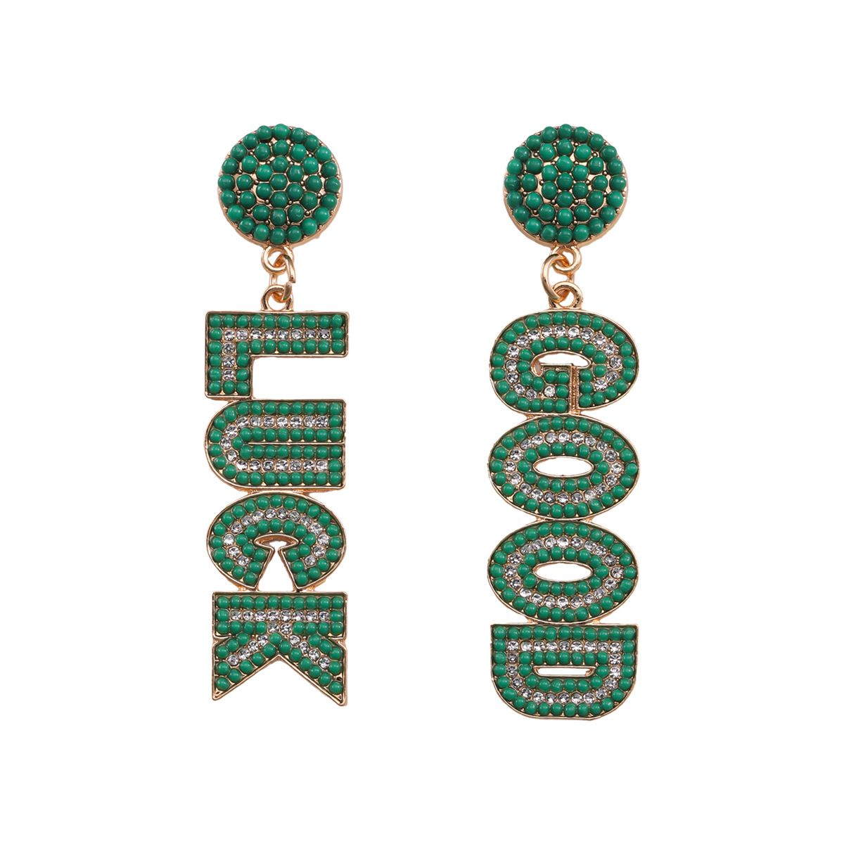 St. Patrick's Day alloy letters inlaid with diamonds and rice beads GOOD LUCK Irish theme event_ipsvogv.com