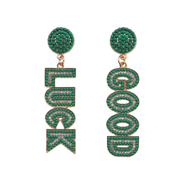 St. Patrick's Day alloy letters inlaid with diamonds and rice beads GOOD LUCK Irish theme event_ipsvogv.com