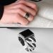 Sanjie 2024 Simple Fashion Square Diamond Black Men's Striped Ring_ipsvogv.com