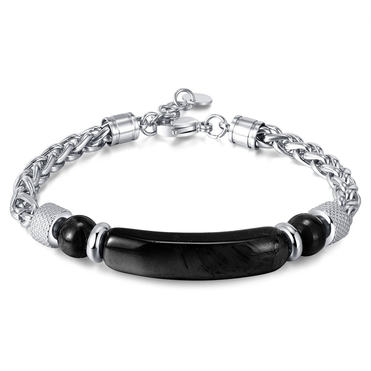 Men's Jewelry Fashion Retro Stainless Steel Chain Splicing Tiger Eye Stone Titanium Steel Men's Bracelet_ipsvogv.com