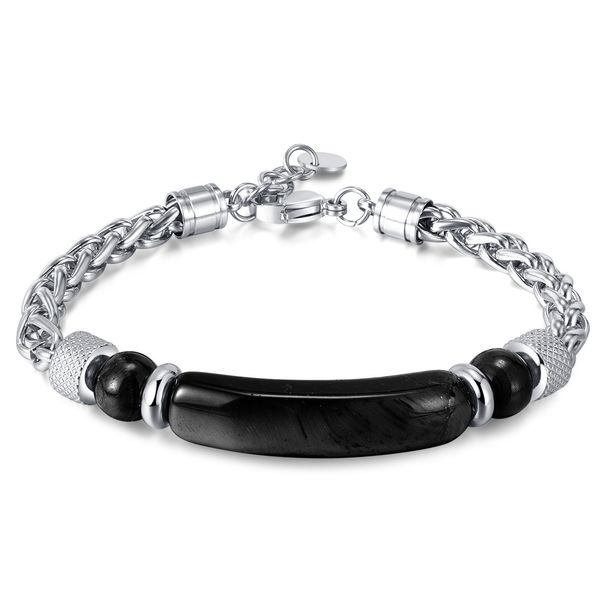 Men's Jewelry Fashion Retro Stainless Steel Chain Splicing Tiger Eye Stone Titanium Steel Men's Bracelet_ipsvogv.com