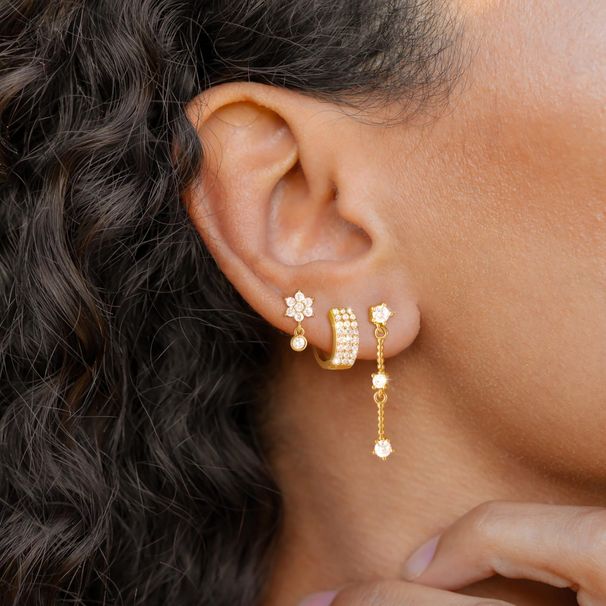 Women’s Jewelry Set Fashion Hot Sales Real Gold Brass Electroplating Fashion High End Zircon Chain Tassel Earrings Three Piece Set_ipsvogv.com