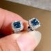 Cao Shi's New Shiny Grandmother Green Square Zircon Simple Basic Earrings_ipsvogv.com