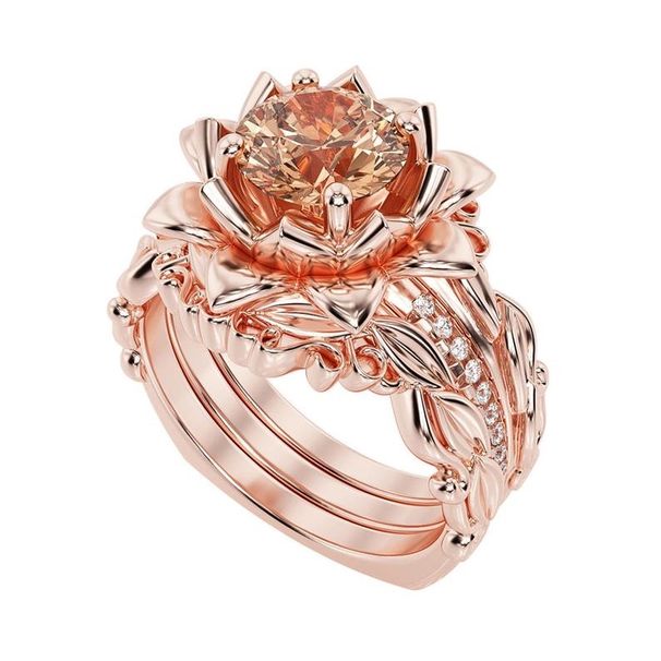 Sanjie New Winter Three Piece Set Women's Ring Rose Inlaid Zircon Jewelry_ipsvogv.com