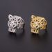 Hiphop Copper Inlaid Zircon Domineering Men's And Women's Closed Mouth Super Sparkling Large Full Leopard Head Ring_ipsvogv.com